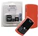 Combo of Orange Silicone Skin Cover Case and Kingston 4GB microSDHC Class 4 Memory Card with miniSD, SD Adapter for Blackberry 8800 8830 8820