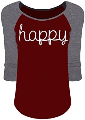 TTI Womens 3/4 Sleeves Round Neck Collision Color Top (Medium, Red)