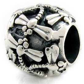 Sterling Silver Dragonfly Bead Ball fits European Charm Bracelet