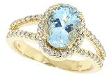 1.48ct Oval Aquamarine and Diamond Ring in 10Kt Yellow Gold