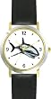Shark No.1 Animal - WATCHBUDDY&reg; DELUXE TWO-TONE THEME WATCH - Arabic Numbers - Black Leather Strap-Size-Children's Size-Small ( Boy's Size & Girl's Size )