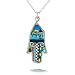 Striped Blue Hamsa Necklace #0625