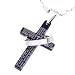 Halskette mit schwarzem Kreuz und Edelstahlring Anh�nger