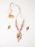 Fête des Mères idée cadeaux Ensemble de bijoux fait main coloré Fait de jute Collier avec pendentif Composée et boucles d'oreilles - rose - Un merveilleux cadeau de Noël pour les filles