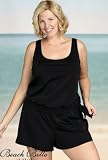 Beach Belle Black Plus Size Blouson Shortini Swimsuit - Plus Size Swimsuit Plus Size Swimsuits