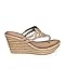 Liliana Women Glitter Hollow Out Chain Thong Cork Wedge Sandal DI56 - Gold