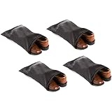 Travel Shoe Bags 21"x 15" w/ Drawstring (Black) -Set of 4 Soft Nylon Shoe Tote Bags