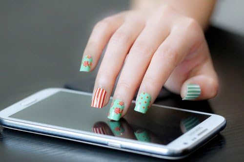 Melodi Ultra Chic Nail Polish Design Sticker (Red & Mint Patterns)