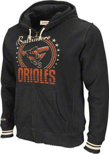 Baltimore Orioles Mitchell & Ness Black Full Zip Hoodie