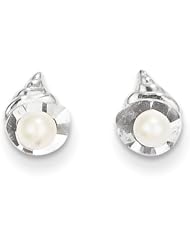 MadiK® 14k White Gold Polished Freshwater Cultured Pearl Post Earrings