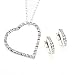 Diamond Mystique ® Platinum Over Sterling Silver Diamond Accent 2 pc set, Bold Round Hinged Hoop Earrings and Floating Heart Pendant