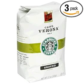 Starbucks Caffe Verona Coffee, Ground, 12-Ounce Bags (Pack of 3)