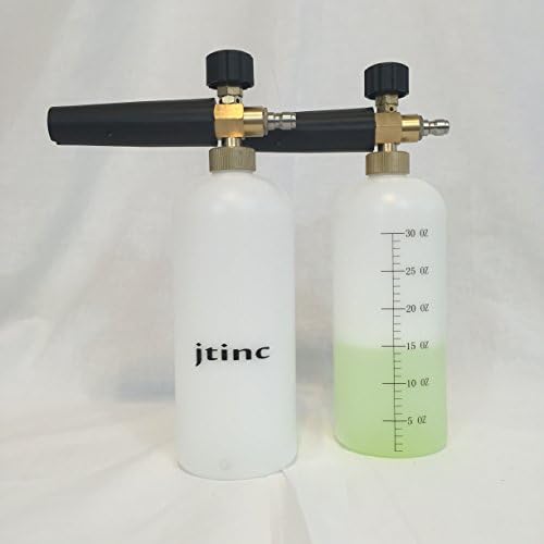 *NEW DESIGN* jtinc Snow Foam Lance *TRANSLUCENT BOTTLE - MEASUREMENT LINES* Pressure Washer Jet Wash 1/4" Quick Release Adjustable Snow Foam Lance Cannon