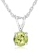 Sterling Silver 6mm Round Peridot Pendant with Light Rope Chain Necklace, 18"