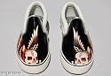 SALE Ed Hardy Black Dagger Skull Women's Metallic Leather Deck Sneakers