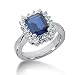 2.85 Ct Diamond Sapphire Ring Engagement Emerald Cut Prong Fashion 14k White Gold 2.85 Ct Diamond Sapphire Ring Engagement Emerald Cut Prong Fashion 14k White Gold