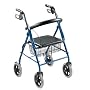 Walkabout 8" Wheel Folding Deluxe Lite Rollator with Loop Brakes, Padded Seat and Basket, Blue
