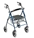 Walkabout 8 Wheel Folding Deluxe Lite Rollator with Loop Brakes, Padded Seat and Basket, Blue