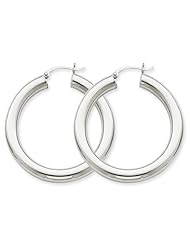 14k White Gold Polished 5mm Lightweight Hoop Earrings. Metal Wt- 6.19g