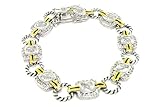 IMAGE OF Elegant 2-tone Designer-Inspired Bracelet w/White CZs