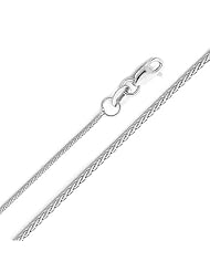 14K White Gold 0.9mm Braided Wheat Chain Necklace with Lobster Claw Clasp