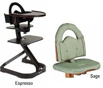 Svan High Chairs from Scandinavian Child with Infant Kit and Cushion, Sage Cushion with Espresso Wood