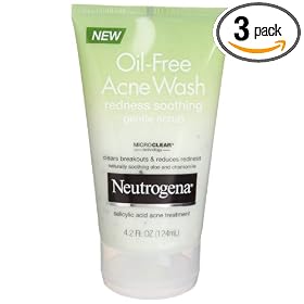 Neutrogena Oil Free Acne Wash Redness Soothing gentle Scrub , 4.2-Ounces (Pack of 3)