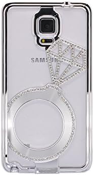 VISIONWIDE® For Samsung Galaxy Note 4 Deluxe Diamond Rhinestone Glitter Bling Chrome Metal Aluminum Hard Case Cover (Sliver)