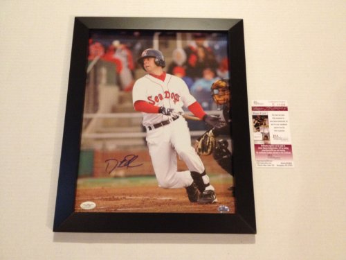 Boston Red Sox's DUSTIN PEDROIA Signed Autographed Framed 11x14 Photo JSA