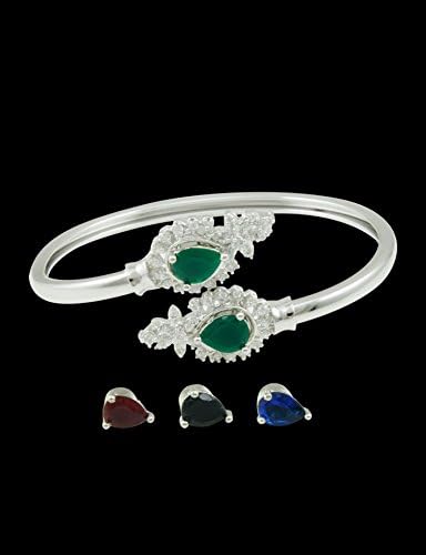 Exotic Color Changeable CZ Kada in Silver finish