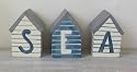 New East of India Set of 3 Beach Huts Sea Bathroom Ornament
