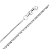 14K White Gold 0.9mm Braided Wheat Chain Necklace with Lobster Claw Clasp