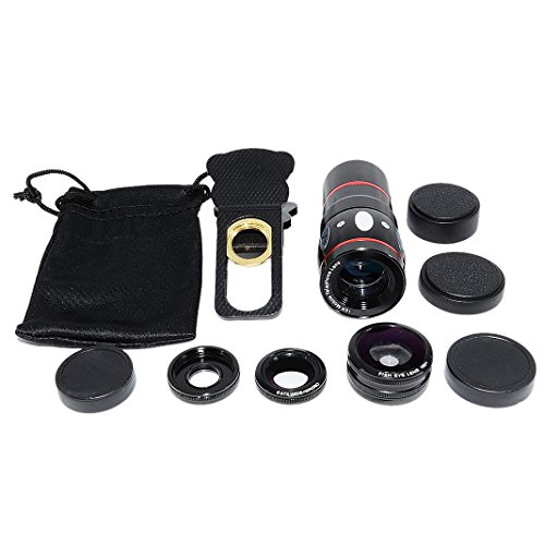 Imagen 2 de HappyJacky® Lente Universal Kit Clip-On Lentes Teleobjetivo 10x /180° de la Lente de Ojo de pez Supremos / Objetivo 2 in 1 Macro y Gran Angular 0.67X + 10X Lentes Macro Apple iPhone 6 plus/6/5/5S/4/4S, iPad Air 2/1, iPad 4/3/2, iPad Mini 3/2/1, Samsung Ga