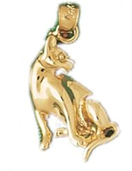 Dazzlers Solid 14k Gold Cat Charm Pendant Available in three colors from jewelsberry (weights: 2.9 grams only)