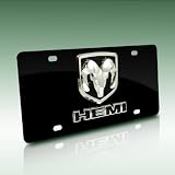 Dodge HEMI Logo on Black Steel License Plate