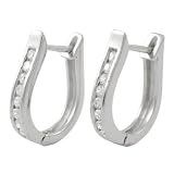 Sterling Silver Channel Set CZ Hugger Earrings