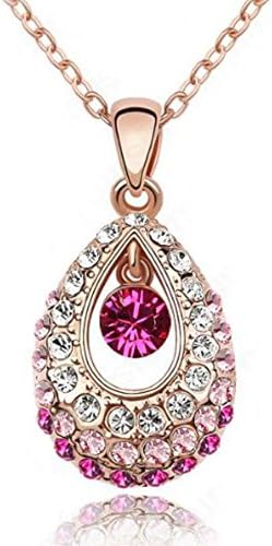 OveeLando®Fashion Austrian pink Crystal rose gold plated Pendant Necklace