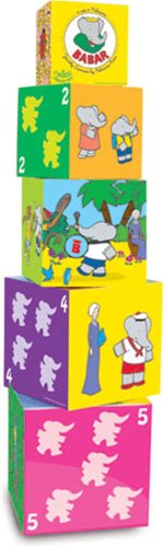 Vilac - 2194 - Jeu de construction - 5 Cubes Gigogne en Bois - Babar