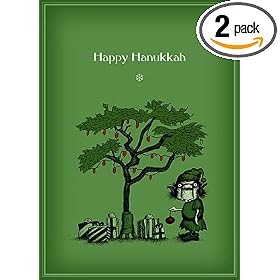 "Happy Hanukkah" by Bald Guy Greetings, 8 mini-cards per box (Pack of 2)