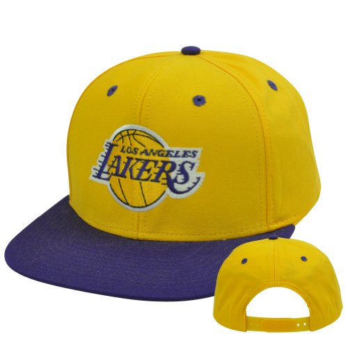 NBA Adidas Los Angeles Lakers NZ843 Flat Bill HW Classic Retro Snapback Hat Cap