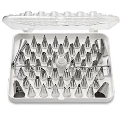 Ateco 55-Piece Stainless Steel Decorating Tube Set with Hinged Storage Box