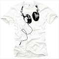 Cooles T-Shirt mit KOPFH�RER f�r Herren in wei� Gr��e S-XXXL