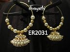 Earrings - Temple jewelry jhumka earring with white stones