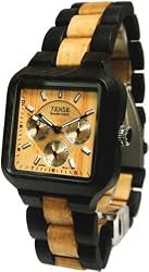 Tense Natural Wood Square Walnut Two Tone Multi Eye Watch B7305WM LF
