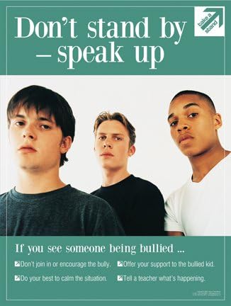 School Bullying Prevention EXTRA LARGE POSTER, Laminated. 4ft x 3ft, "Don't Stand By - Speak Up."