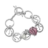 Fritz Casuse Sterling Silver Rhodonite and Pearl Lily Bracelet