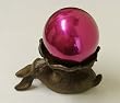 Magenta Stainless Steel Gazing Globe and Cast Iron Bunny Stand (4 inch)