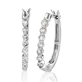 14K White Gold 1/2 ct Diamond Oval Hoop Earrings