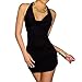 Cocobla Women Cocktail Mini Dress Club Party Black V-neck Backless Skirt