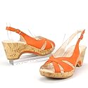 Damen Sommer Sandalette, Keilabsatz, Plateau, orange